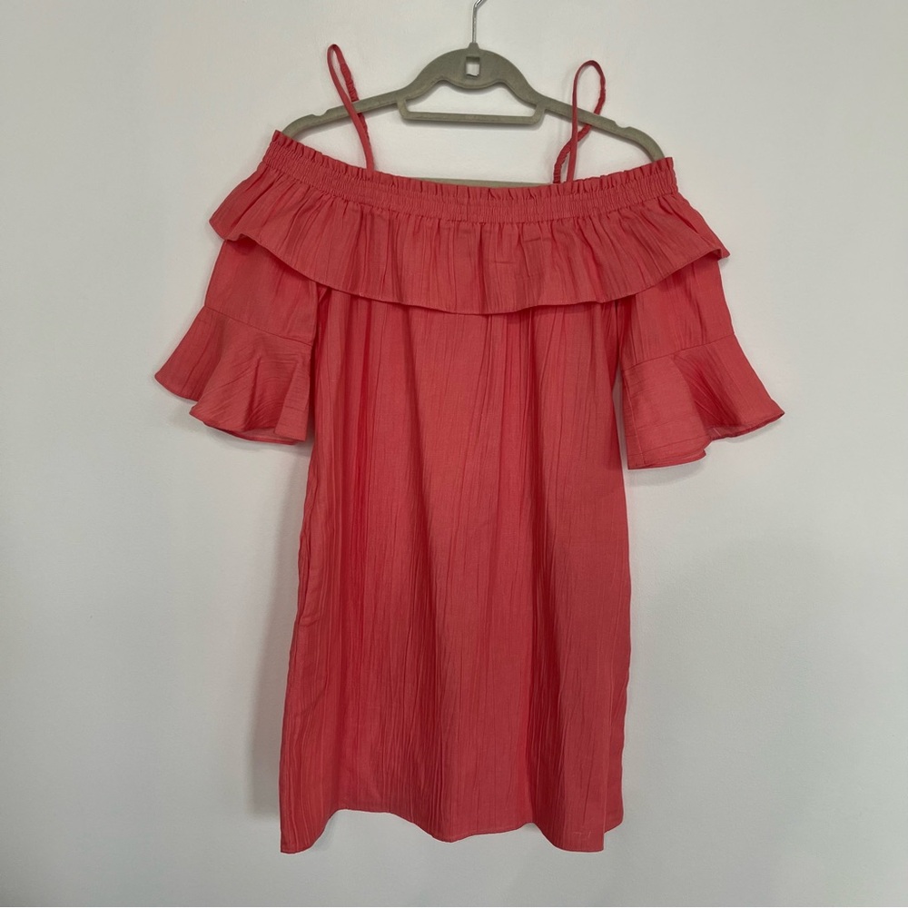 Violet Weekend Salmon Pink Women's Off Shoulder Dress Small